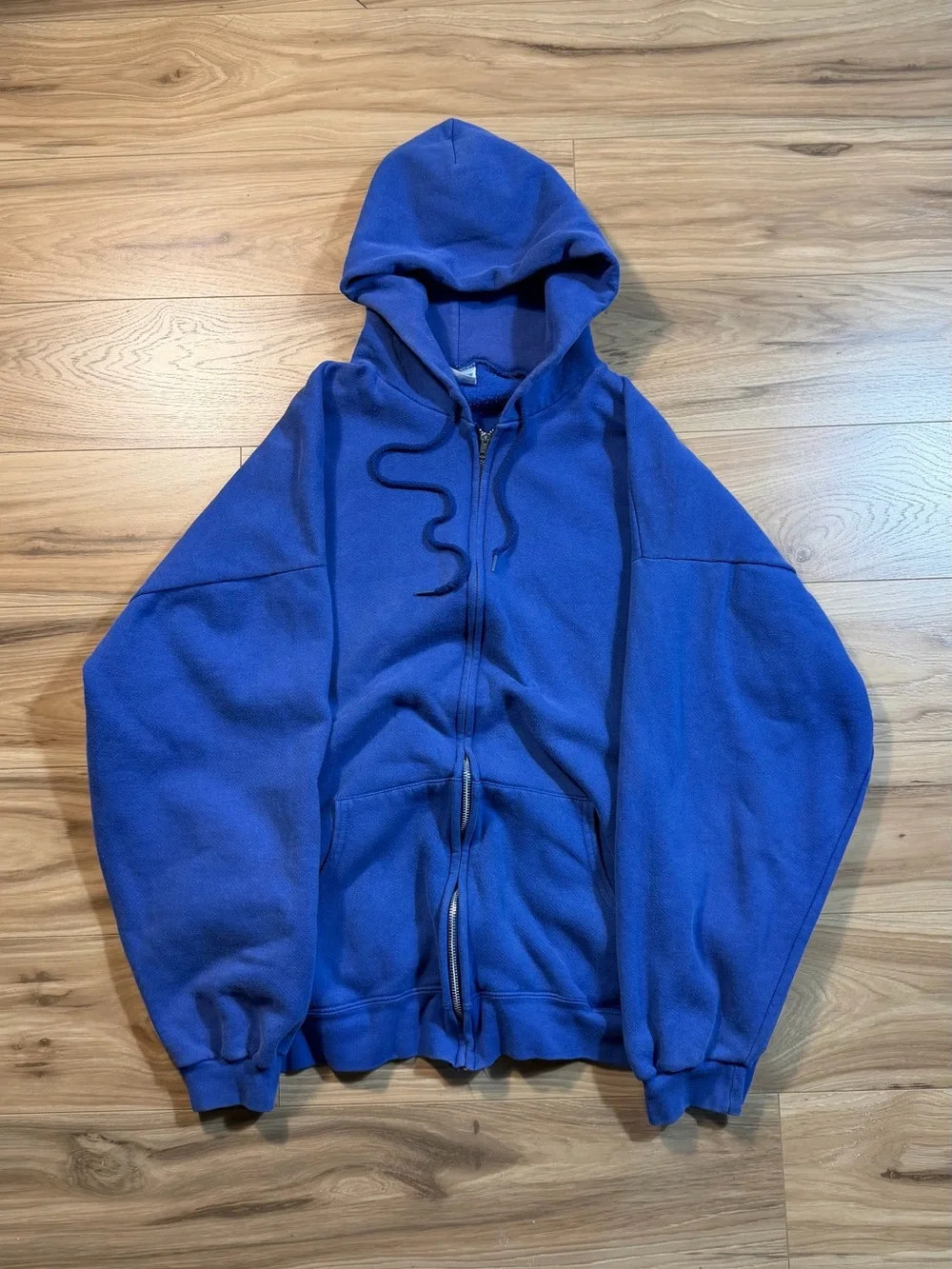Cheetah Men's Blue Fleece Full Zip Hooded Hoodie Solid Long Sleeve XXL
